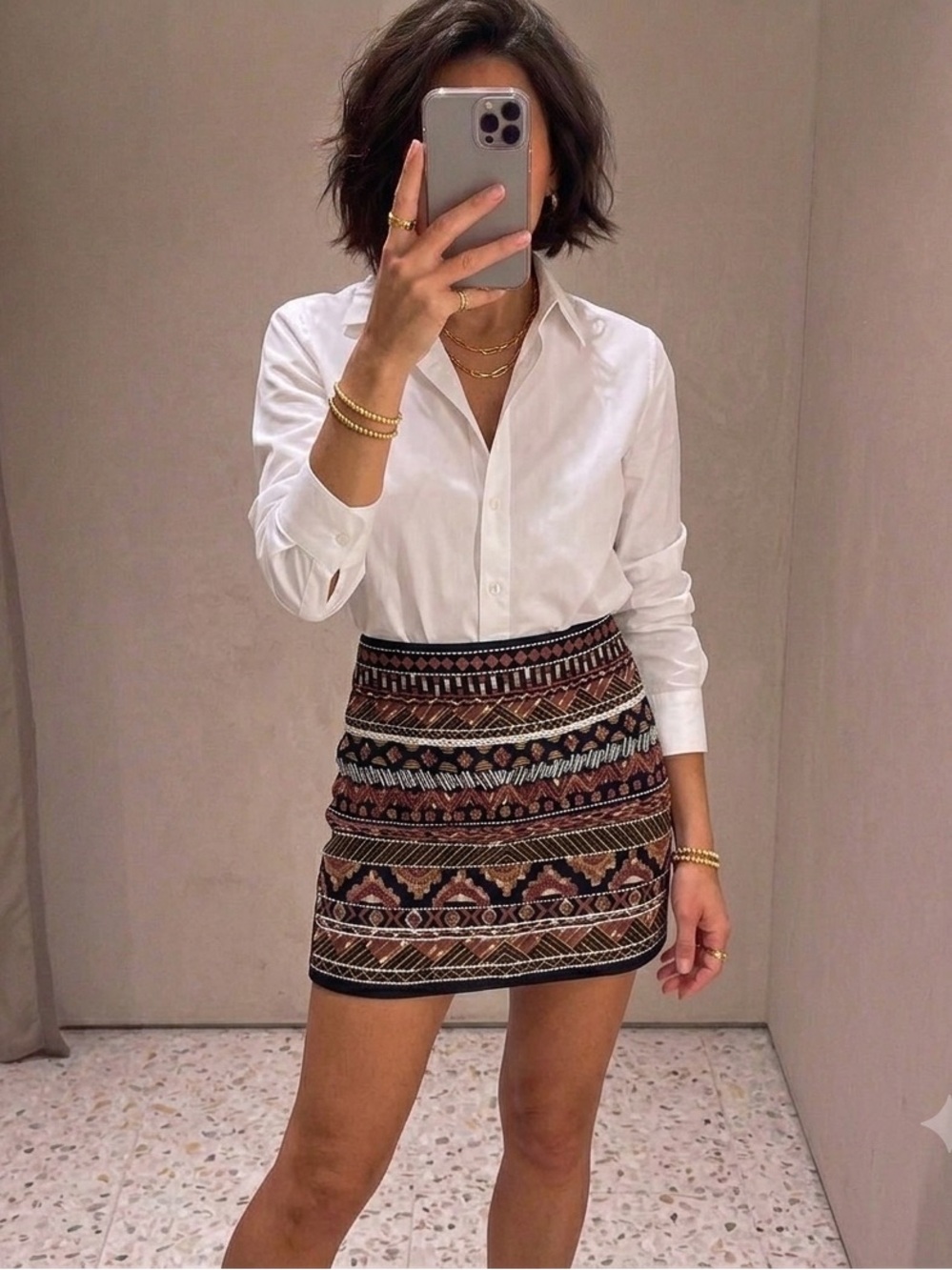 𝅺H&M Embroidery Min Skirt